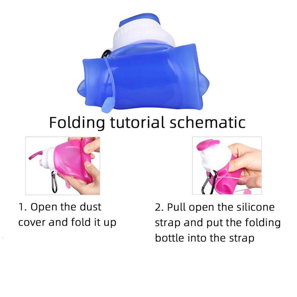 Silicone Folding Soft Outdoor Sports Bottle Foldable 500ML Water Bag Running Camping Hiking Z260313
