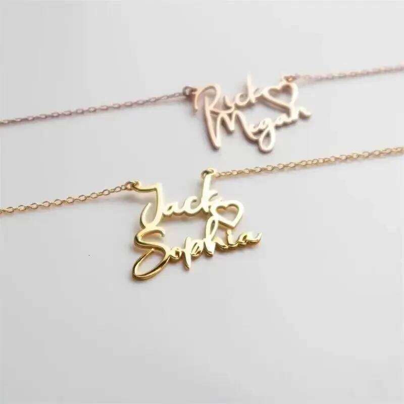 Customized Couple Necklace Personalized Double Name Pendant Stainless Steel Jewelry Valentine's Day Gifts H260312