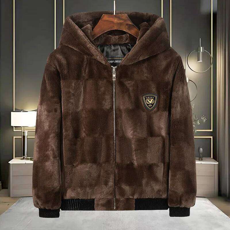 2025 Winter Fashion Men's Casual Trendy Thicken Faux Fur Turn-down Collar Long Sleeve Zipper Coats Male Clothes Tops Z260313