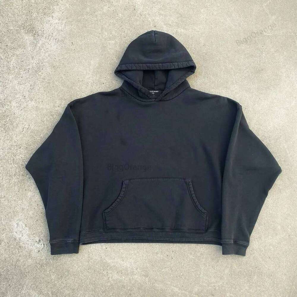 High-quality Vertical Letter Cotton Printed Pure Black Casual High Street Loose Hoodie Top Harajuku hoodies women Z260315