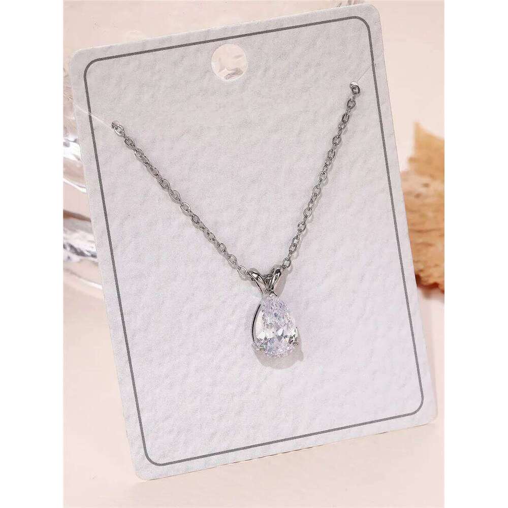 Huitan Pear Cubic Zirconia Pendant Necklace for Bridal Wedding Engagement Party High-quality Silver Color Fashion Jewelry H260312