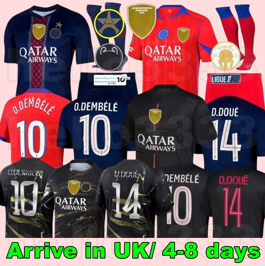 Maillot fourth Soccer Jerseys DEMBELE HAKIMI 25 26 enfants 2026 football shirts Men kits kids Equipment uniforms VITINHA CHEVALIER doue JOAO NEVES Night Edition 5th