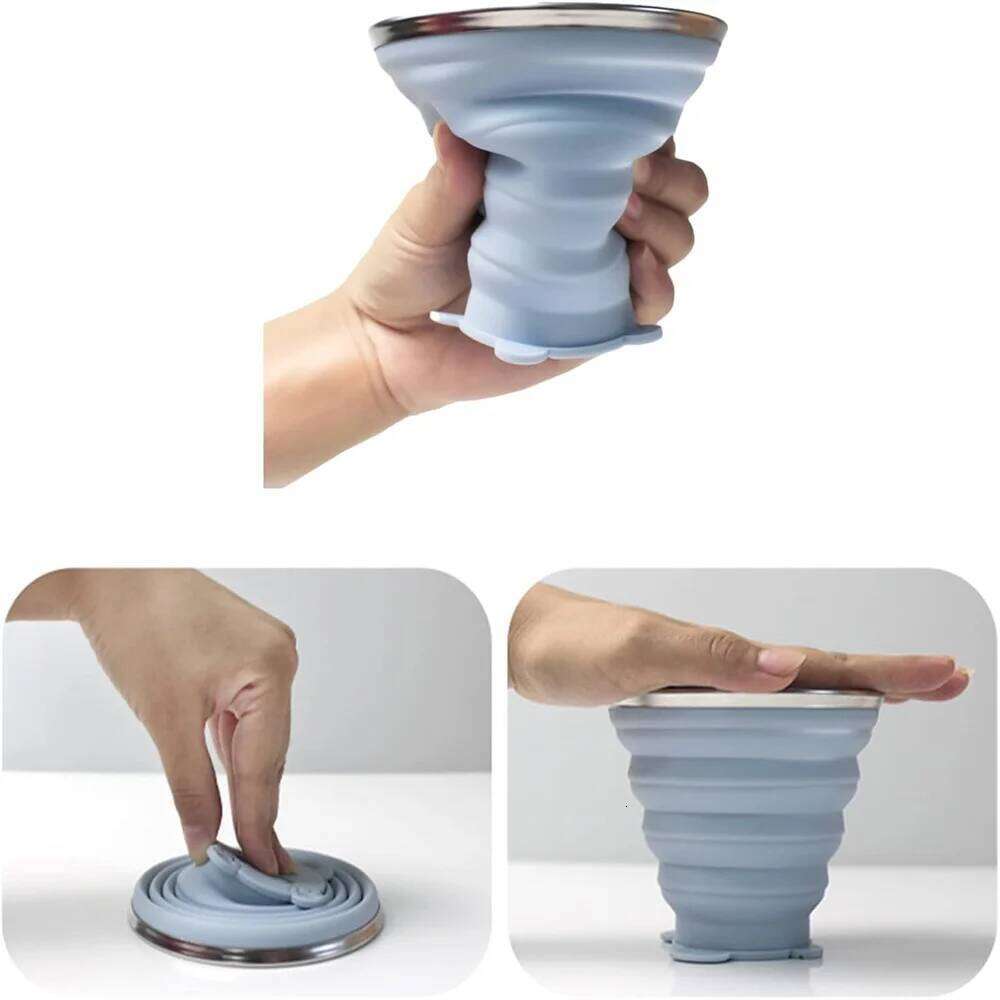 Folding 320ml Portable Silicone Retractable Coloured Environmental Outdoor Coffee Water Cup Tools Z260314