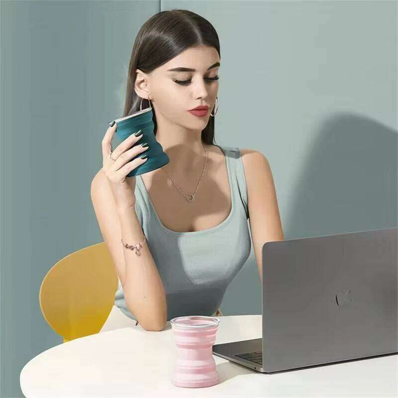 Portable Silicone Foldable Cup With Lanyard Heat Resistant Collapsible Cups Lid Folding Storage Travel Mug For Hot Water coffee Z260314