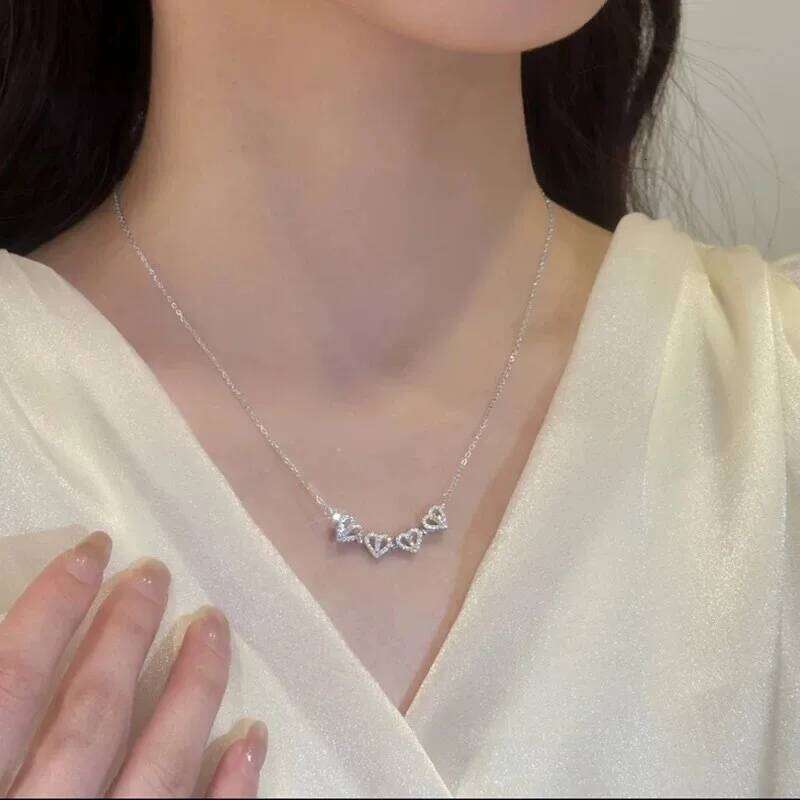 Titanium Steel Cr Heart Necklace Women's Fashion High-End One Jewelry Two Wear Open Magnetic Attraction H260312