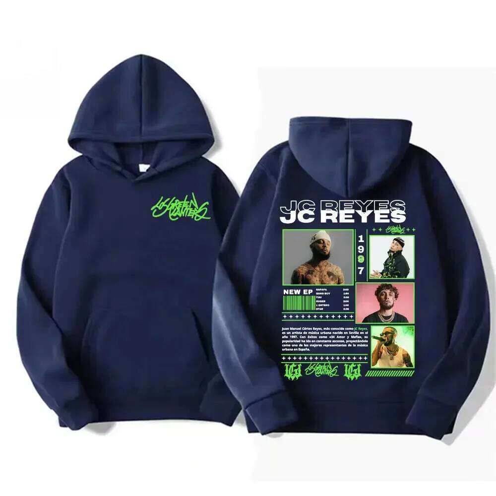 Rapero Jc Reyes album tour 2025 double-sided printed hoodie fashion trend sportswear Harajuku hip-hop punk pullover Z260315