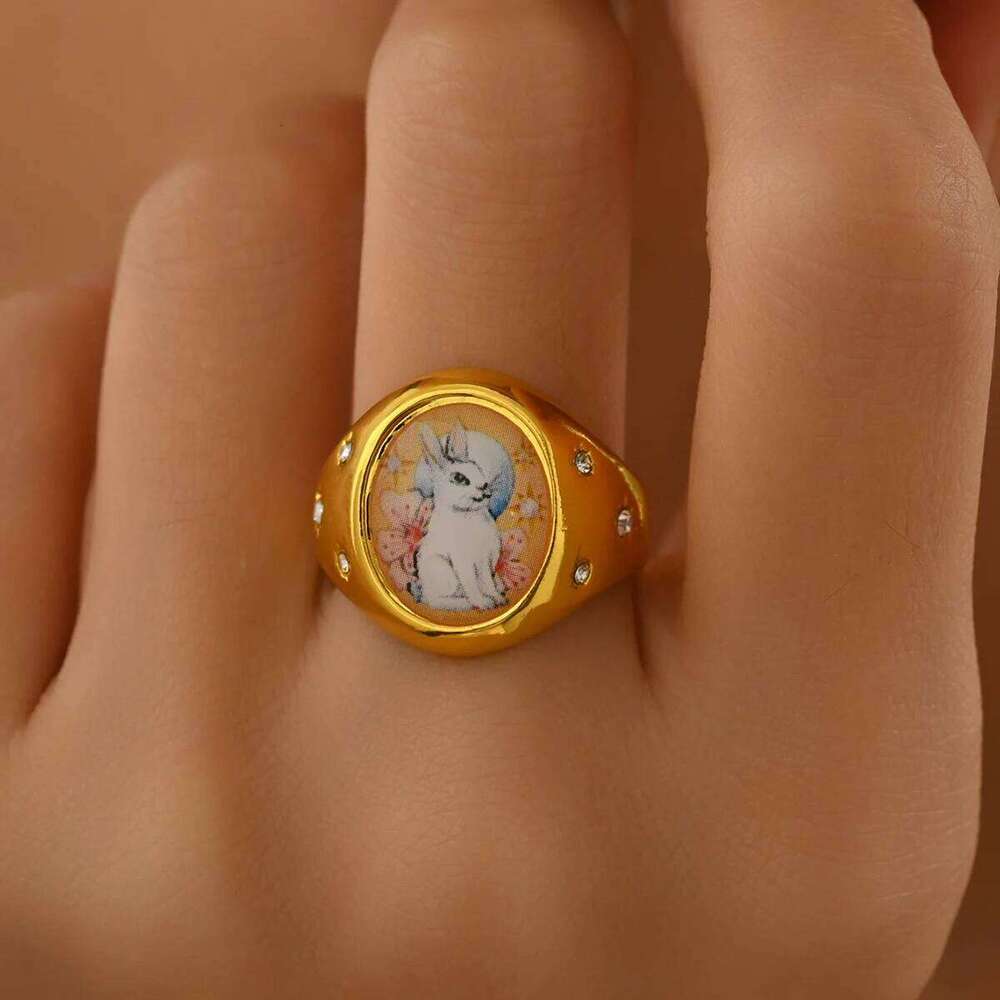 Simple Golden Oval Geometry Ring women Jewelry Party Gift H260312