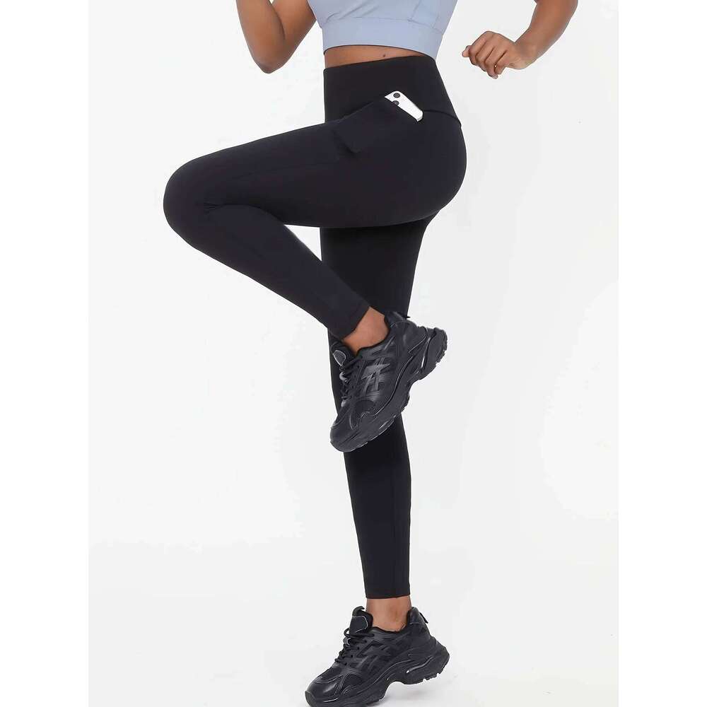 1PC Womens Plus Size High-Waisted Black Yoga Leggings, Flexible Stretchy Comfort, Ideal for Pilates Gym Running Hiking Fitness