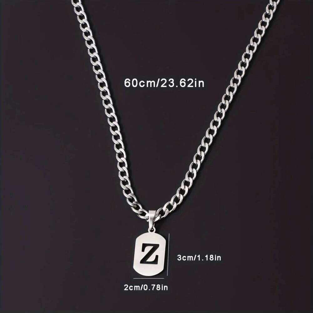 26 Letter Stainless Steel Men Pendant Necklace Hip Hop Cuban Chain Minimalist Rock Fashion Jewelry for All Seasons H260312
