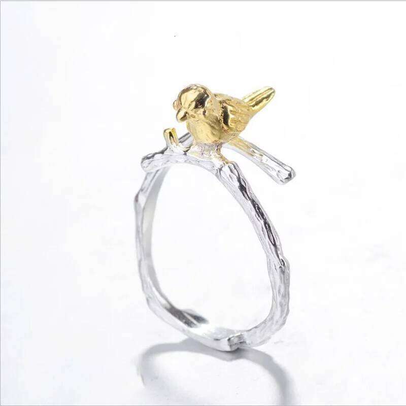 VENTFILLE 925 Sterling Silver Branch Bird Opening Ring Female Fashion Simple Personality Exquisite Hand Ornament Gift H260312
