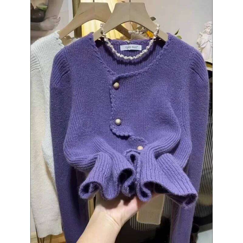 Sweater Women's Gentle Autumn and Winter New Design Loose Slim Knitted Cardigan Jacket Z260313