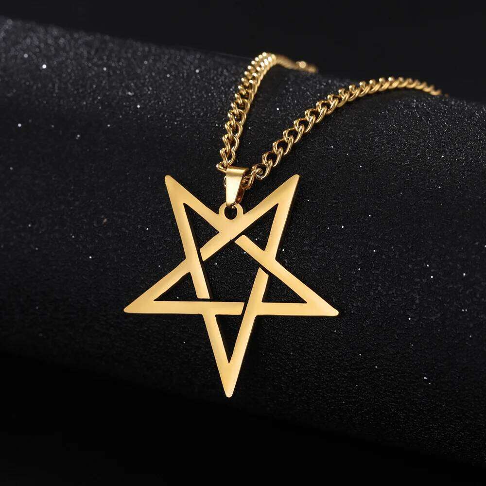Dawapara Inverted Pentacle Necklace Gothic Pentagram Pendant Occult Amulet Witchcraft Stainless Steel Jewelry H260312