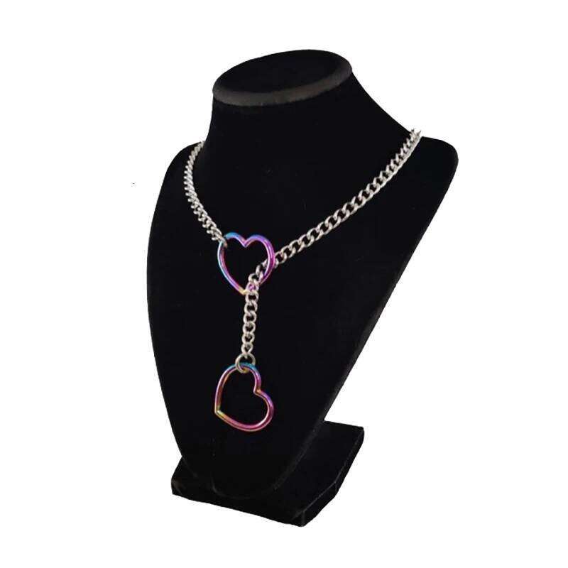 Punk Rock Exaggerate Personality Heart O-Ring Slip Chain For Women Girls Simple Versatile Long Necklace Jewelry Accessories Gift H260312