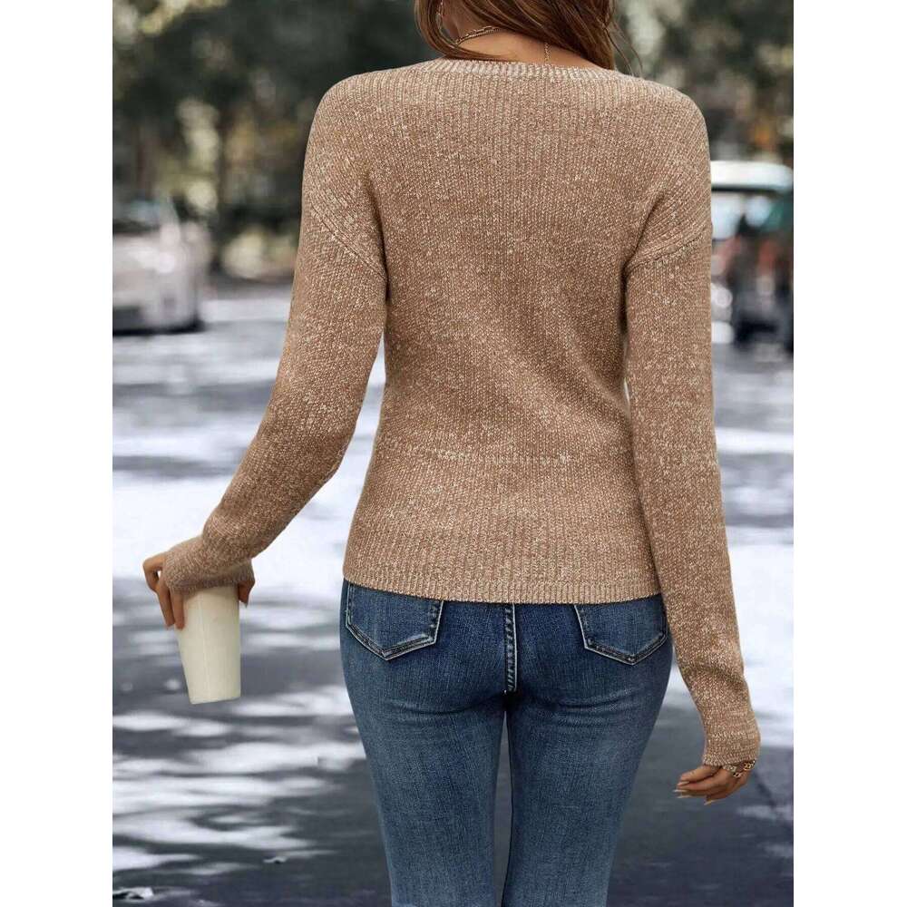 New summer European style heavy work sequin v-neck inner wear with irregular long sleeves and design sense sweater as a base Z260313