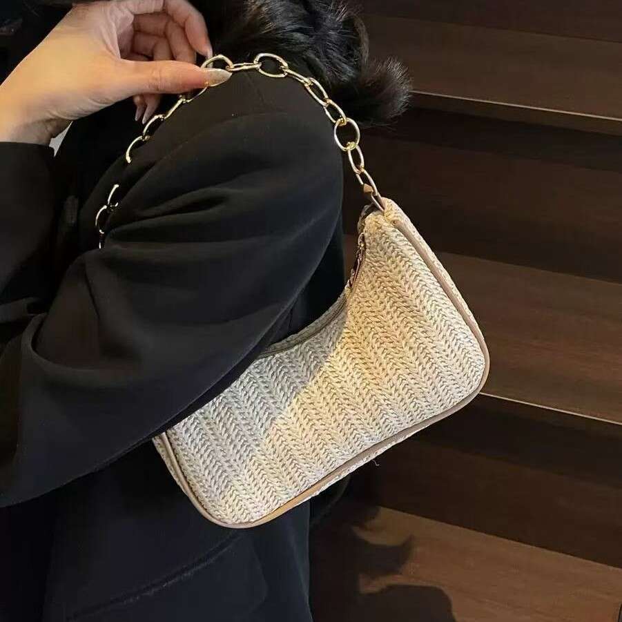 New Trendy Fashion Woven Underarm Single Shoulder Handbag Beach Straw Women's Bag Handbags