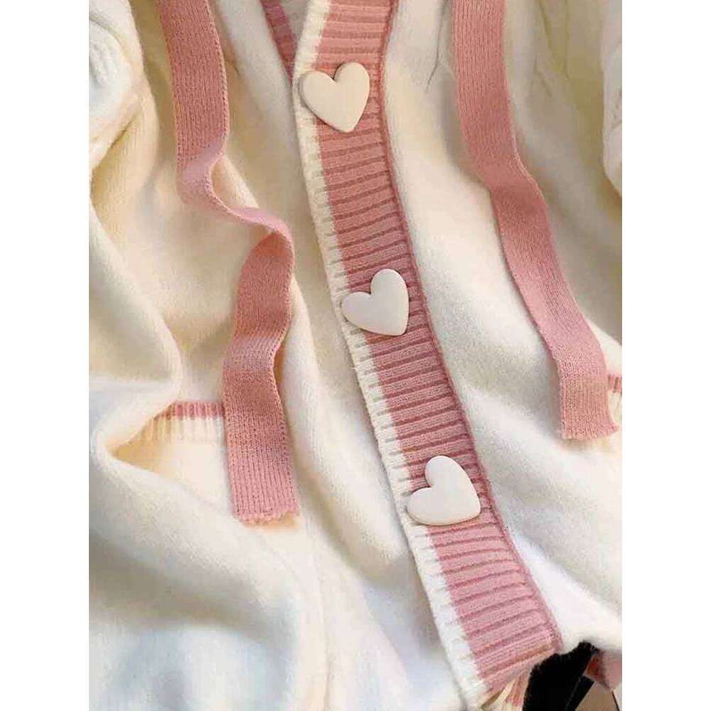 Cute Sweet Cardigan Sweaters Women Lazy Wind White Knitted Coats Long Sleeve Loose Female Japan Kawaii Elegant Hooded Tops Z260313