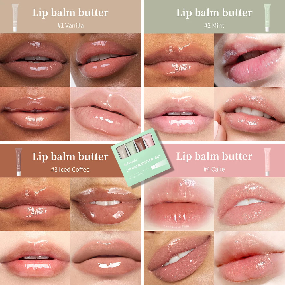 Lip Balm Set Lip Gross 4 Pack 1Kit Deep Moisturizing Lip Glaze Smoothing Color Lips Oil Long Lasting Nourishing Lips Care 260304