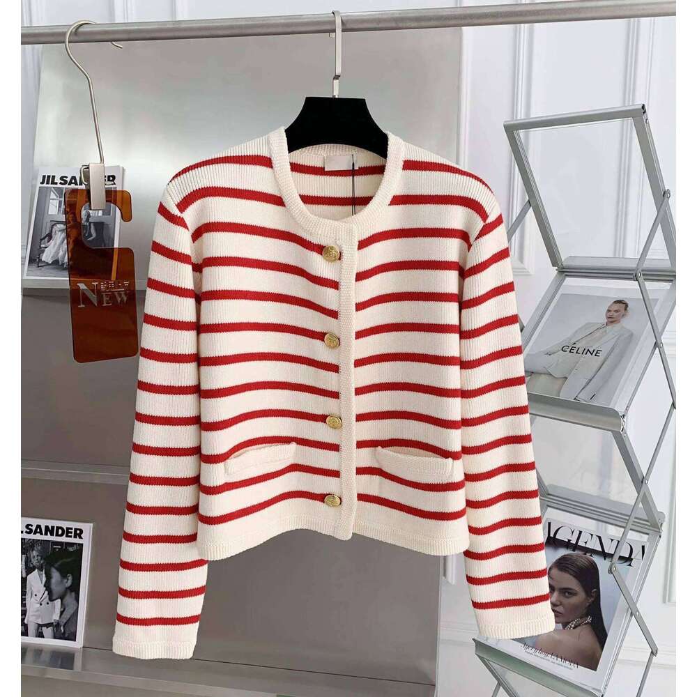 Women Stripe Knitted Cardigans Spring Autumn O-neck Single Breasted Long Sleeve Crop Tops Fashion Casual Chic Female Sweaters Z260313