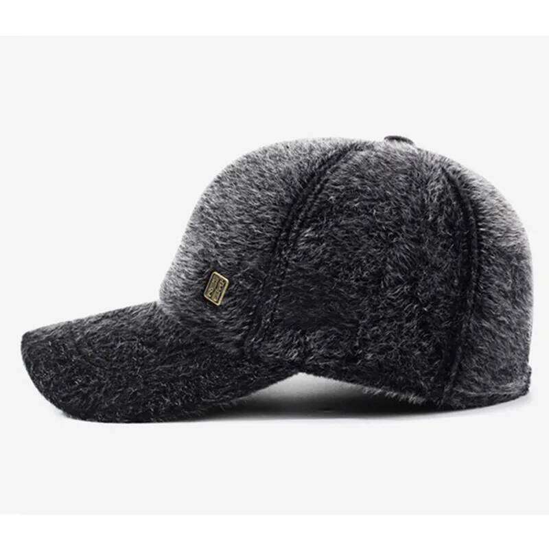 New Winter Fleece-lined Plush Thickened Warm Baseball Caps For Men Imitation Mink Fur Coldproof Earmuff Hats Male Snapback Cap Z260313
