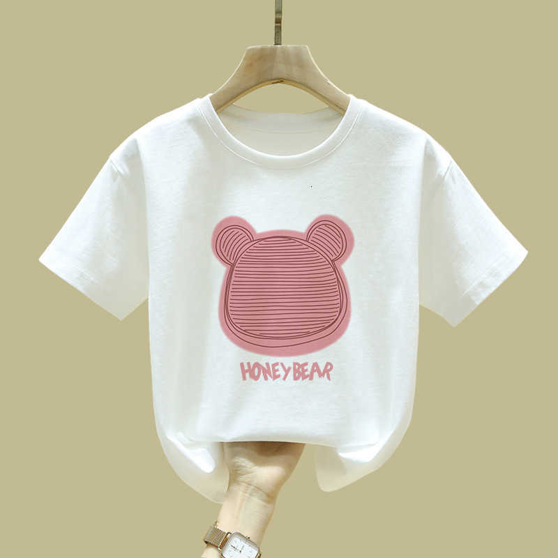 T-shirts Big Girl Short Sleeve Cotton T-Shirt Summer New Fashionable Pink Top for Girls