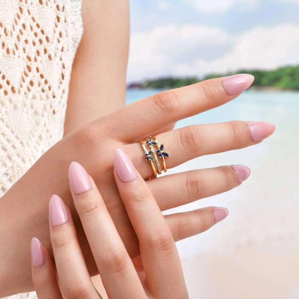 Vnox Gemstone Flower Heart Rings For Women Girls, Metal Zircon Wedding Party Open Ring, Jewelry Elegant Accessories Gift H260312