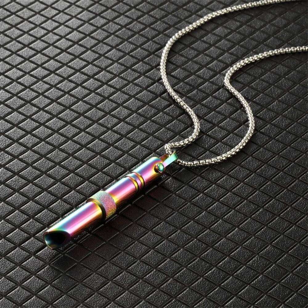 2025 New Fashionable Breathing Meditation Whistle Pendant Necklace, Charming and Colorful Stainless Steel Jewelry Necklace H260312