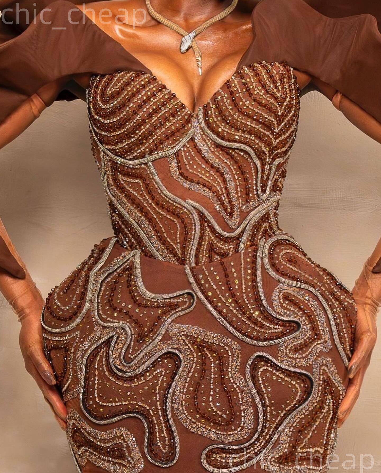 2026 Chocolate Sheath Cocktail Dress Sequined Full Sleeves Short Mini Graduation Homecoming Dinner Party Dresses For Special Occasions Sweetheart Gown