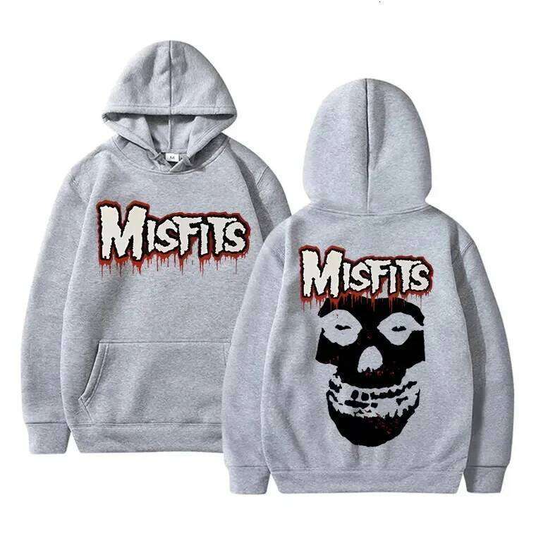 Horror Punk Misfits Skull Rock Print Hoodie Male Fleece Cotton Sweatshirt Men Women Gothic Vintage Long Sleeve Hoodies Z260314