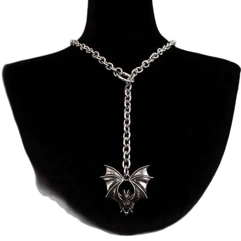 Punk Stud Necklace, Gothic Jewelry, Bat, Exaggeration, Hippie, Y2k, Nightclub, O-ring, Design Sense, TrendyChoker for Women and Men H260312