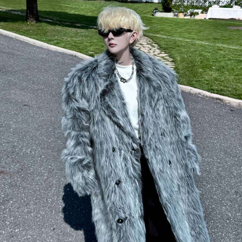 LUZHEN Winter Velvet Thickened Long Over The Knee Faux Fur Coat High-end Korean Trendy Handsome Classy Men's Outerwear LZ6697 Z260313