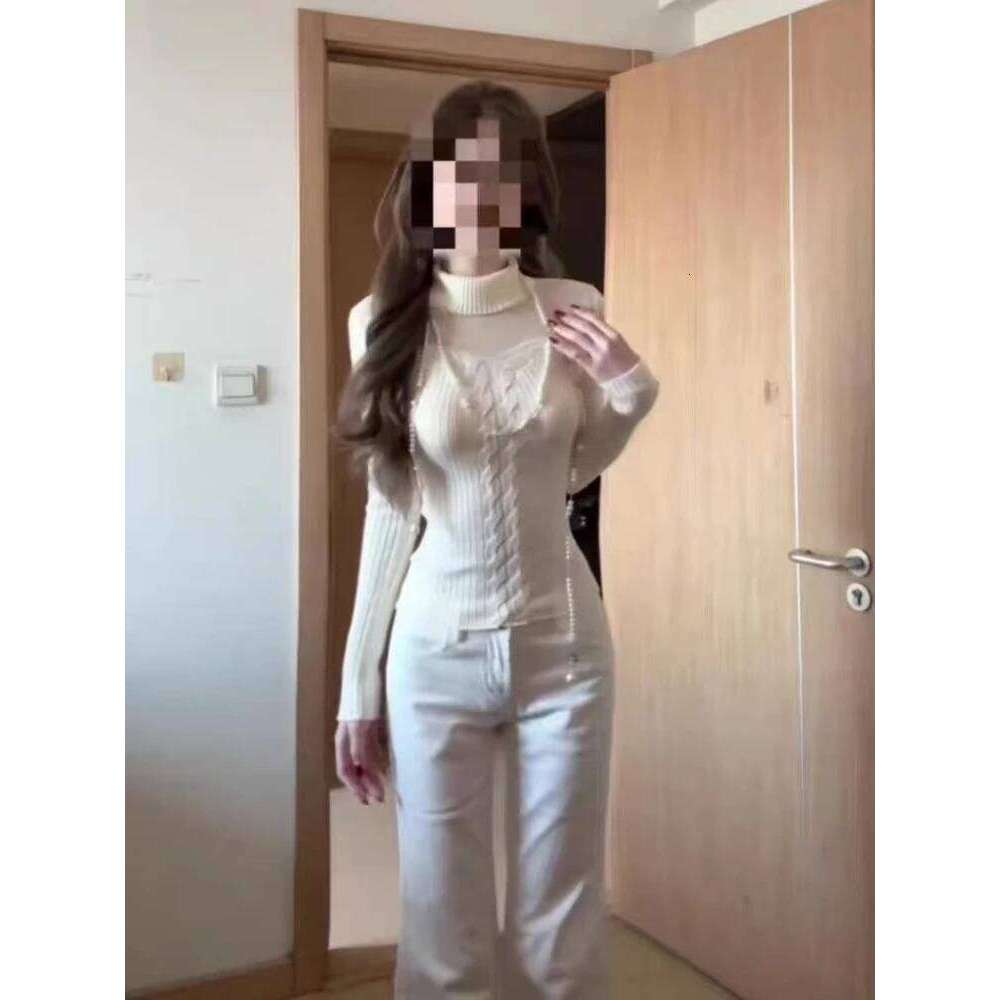 Korean Design Elegant Base Layering Tops Slimming Long Sleeve Hollow Knit Sweater Women 2025 New Autumn Winter Fashion Clothes Z260313