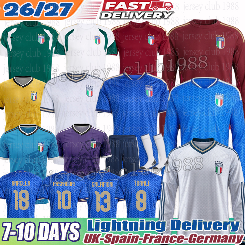 4xl italy jersey 2026 Jersey Retegui Raspadori Orsolini Maldini maglia italia Soccer Jersey Frattesi Barella Dimarco Bastoni italia jersey Football Shirt Kids Kit