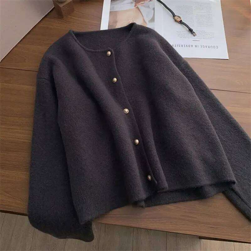 Autumn Women Cardigan Solid Casual Warm Outerwear Knitwear Tops Elegant Korean Single-breasted Ladies Sweater Clothing Z260313