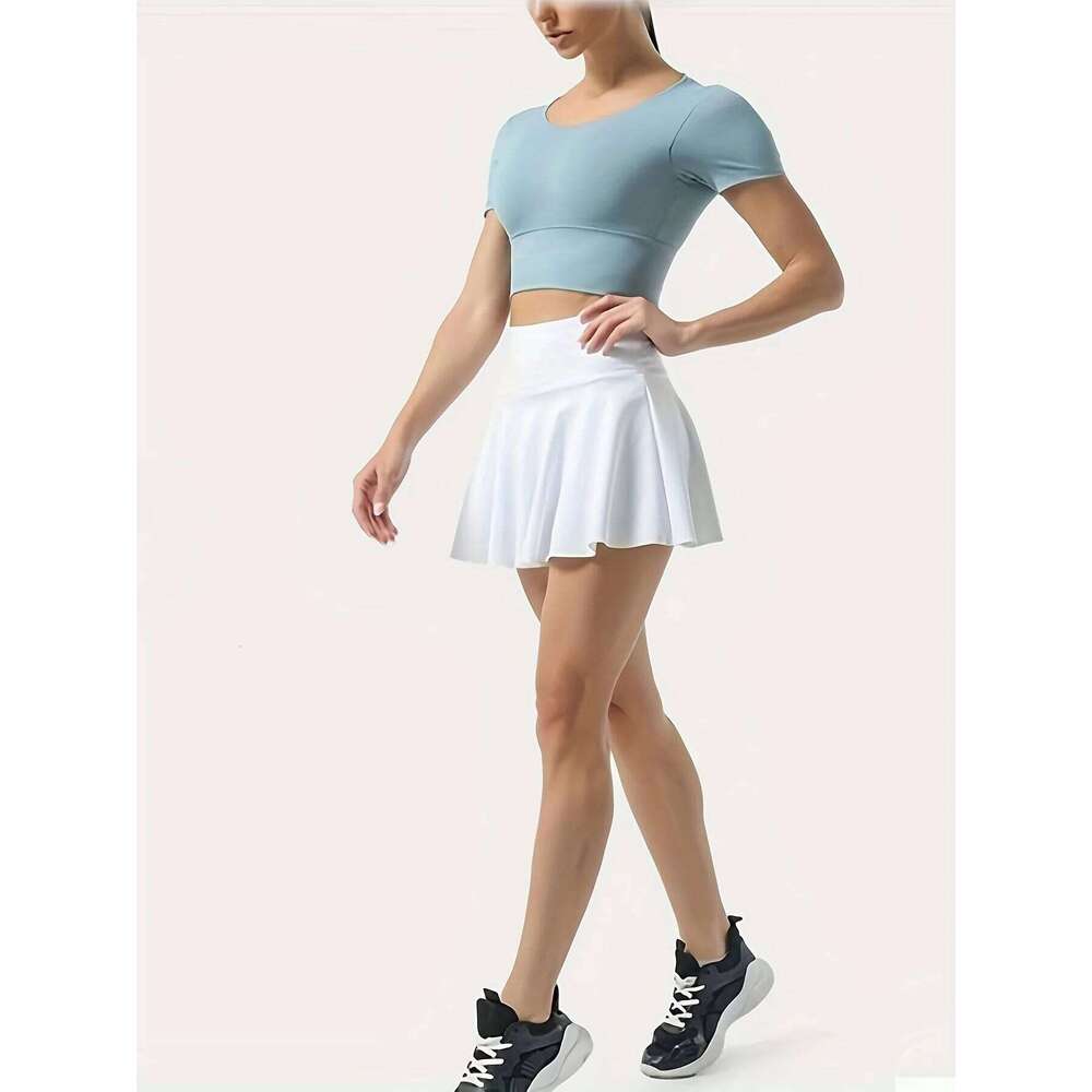 Tennis with Built-in Shorts Women Summer Mini Stretch Flowy Golf Skirt Teengirl Balletcore Gym Sporty Outfit Z260314
