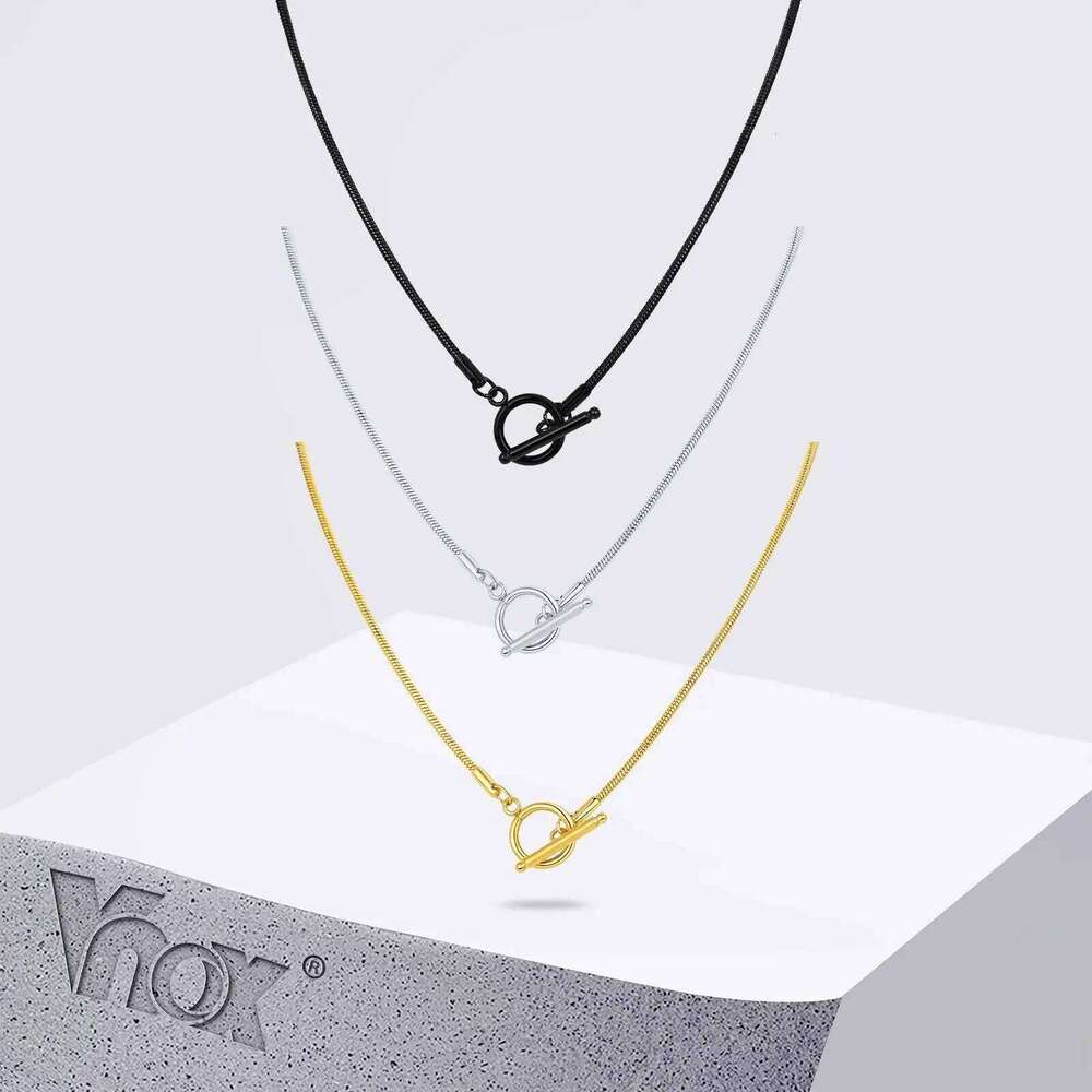 Vnox Stainless Steel Round Snake Necklace 50cm, 2mm Width OT Toggle Chain Link Collar, Minimalist Jewelry Gift for Men Him H260312
