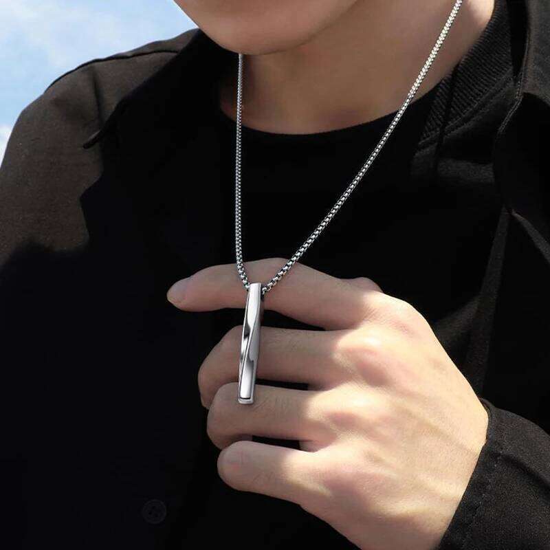 men's Necklace Spiral Pendant INS Trendy Minimalist Personality Silver Color Stainless Steel Chain hip-hop Jewelry Party Gifts H260312