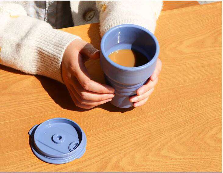 Reusable Silicone Collapsible with Lid Camping 375ml 16oz Portable Folding Coffee Cups for Travel -40-200C Z260314