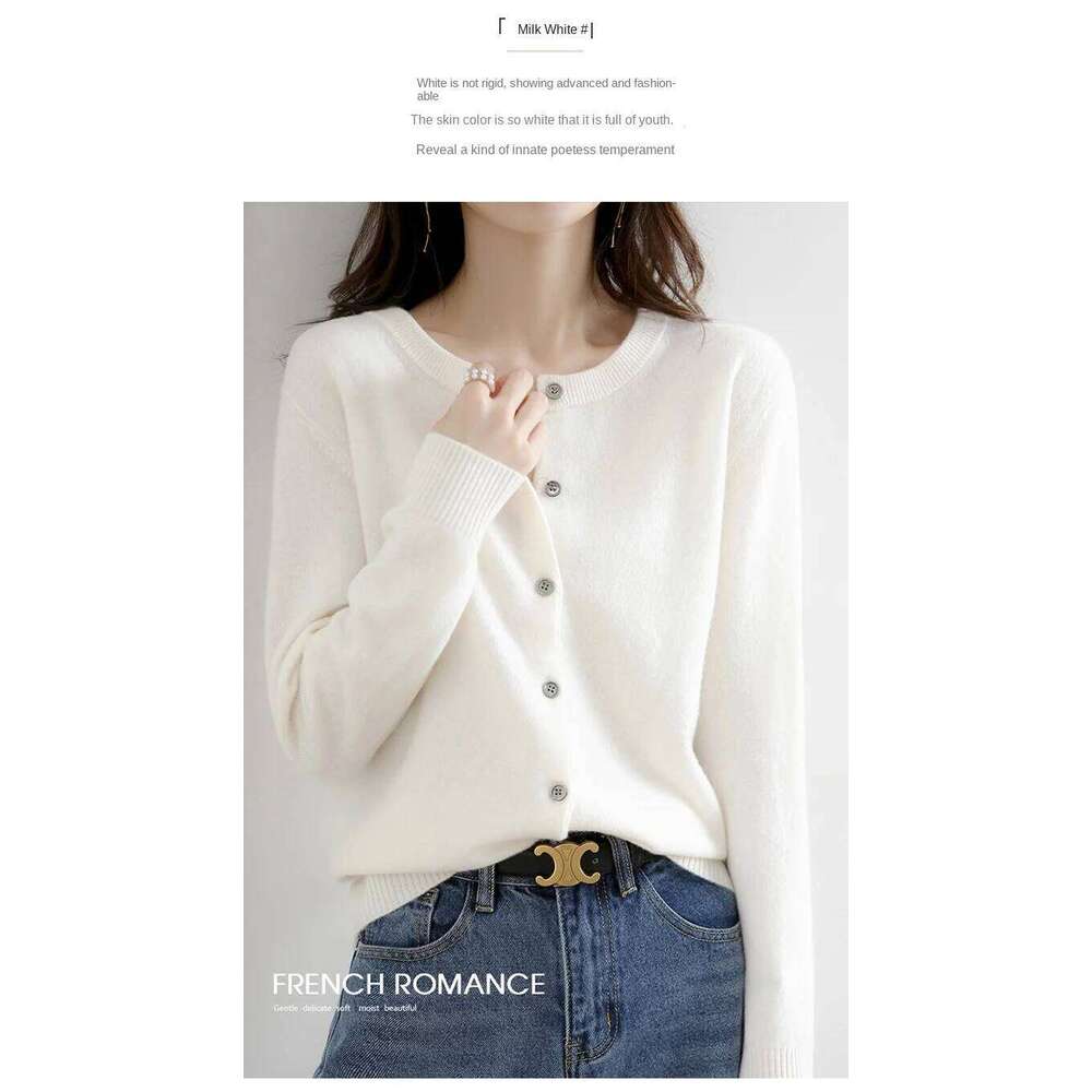 New Worsted Spring And Autumn Women Cardigan Round Neck Knitwear Solid Color Fashion High-grade Knitwear-ZD-021 Z260313