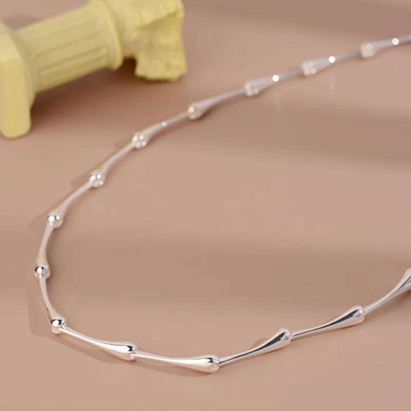 FOXANRY Minimalist Silver Color Clavicle Necklace for Women New Trendy Creative Bamboo Chain Party Jewelry Gifts H260312