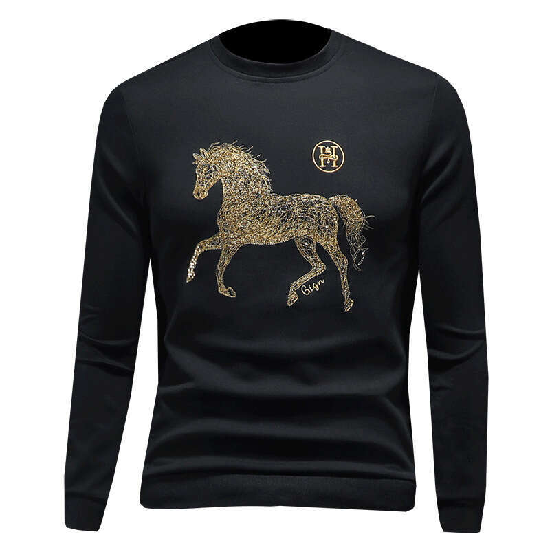 European Station Autumn New Sweatshirt Casual Round Neck Long Sleeve Embroidered T-Shirt Base Shirt Export Men's