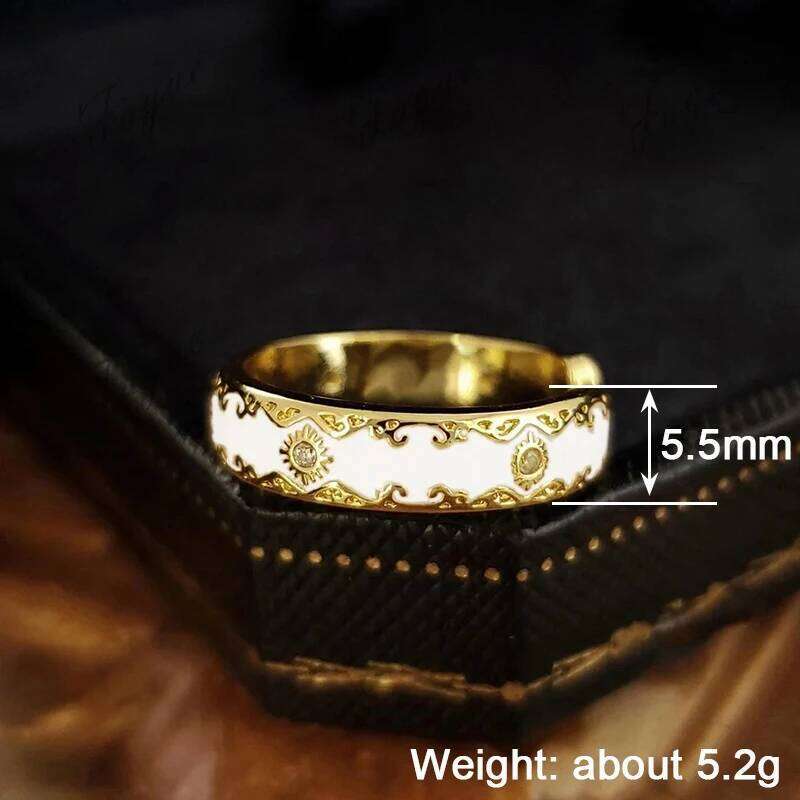 Huitan Women Metalic Rings Gold Color Engrave Design Wedding Engagement Party Daily Trendy Elegant Accessories Jewelry H260312