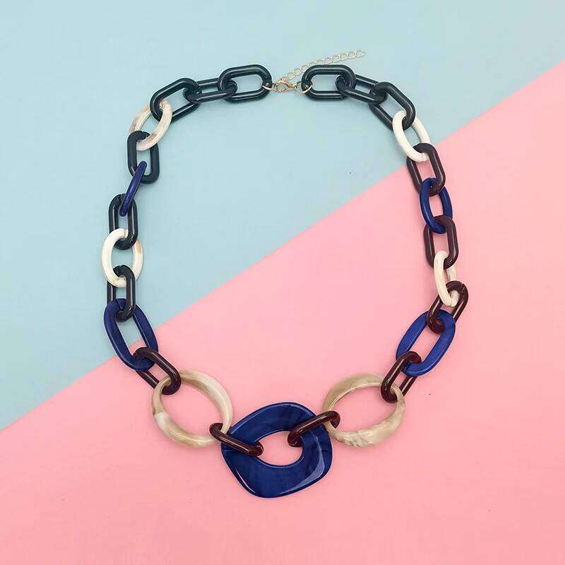 Handmade Color Block Geometric Necklace for Women Unique Statement Fashionable Daily Wear Acrylic Jewelry Free Shipping H260312