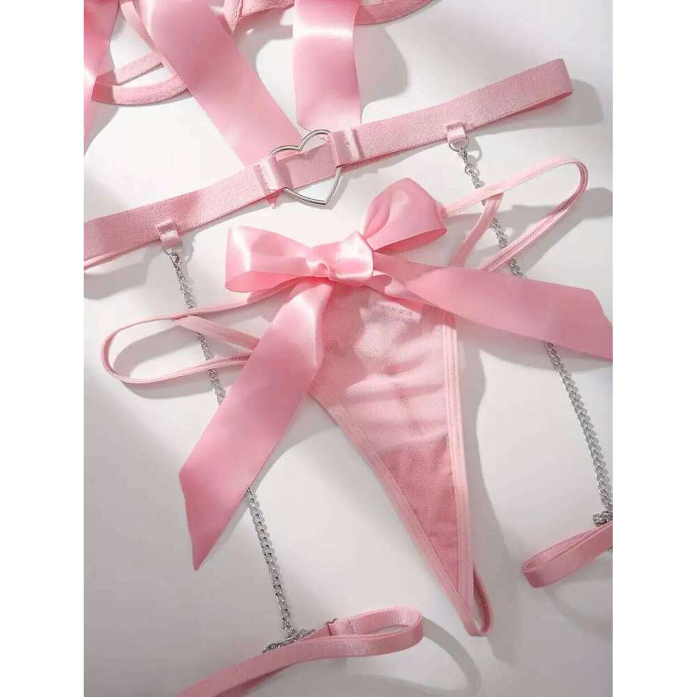 Red Floral Lace Garter Lingerie With Choker Women Intimates 2022 Underwire Bra And Thongs Ladies Underwear Set