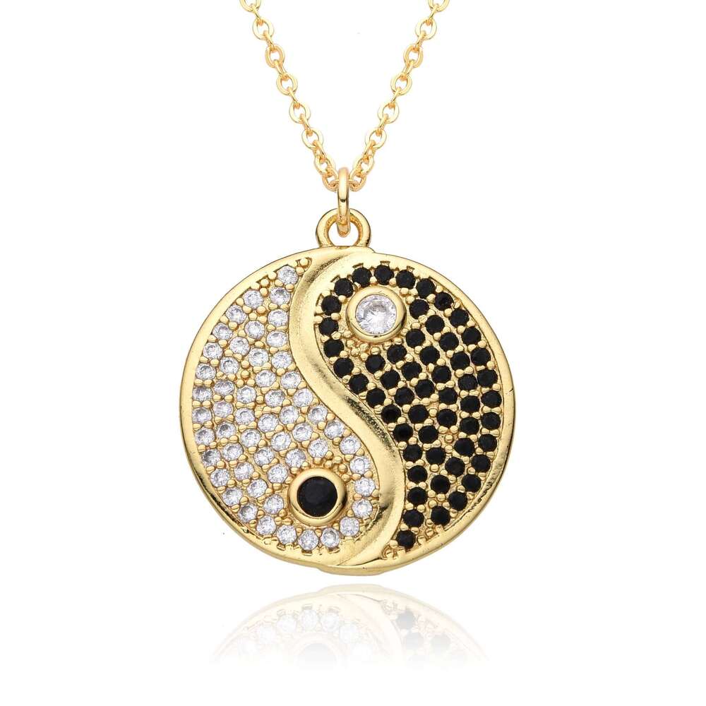 Colorful Inlaid Zircon Yin Yang Charms Eight Trigrams Necklace for Women Tai Chi Diagram Pendant Jewelry Making DIY Accessories H260312