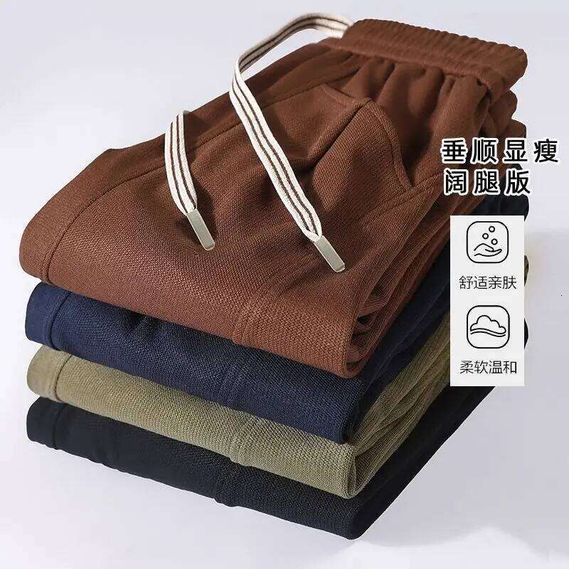 Men's Long Retro Slimming Plus Size Casual Pants Spring And Autumn Pleated Straight Leg Loose Sweatpants Z260315