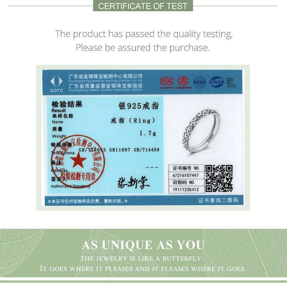 BAMOER 925 Sterling Silver Vintage Embossed Vine Pattern Band for Women, Stackable Engraved Iris Ring Minimalist Daily Gift H260312