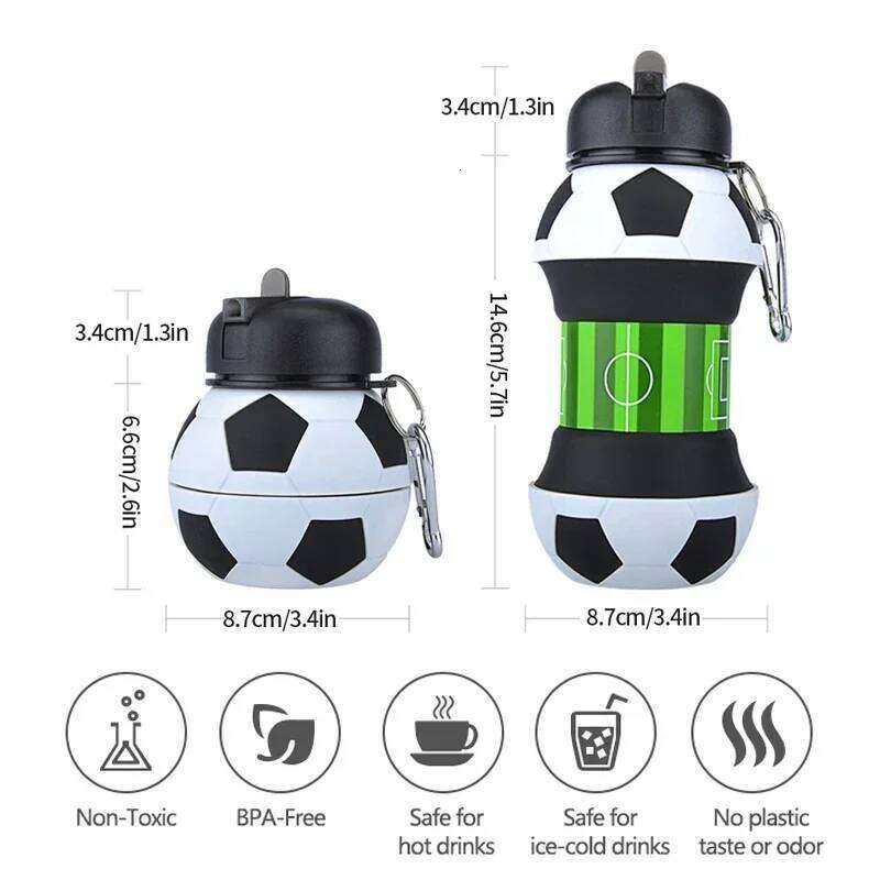 Foldable Football/basketball Silicone Bottle, Children/student Outdoor Sports Water Bottle. Supports Mass Customization Z260314