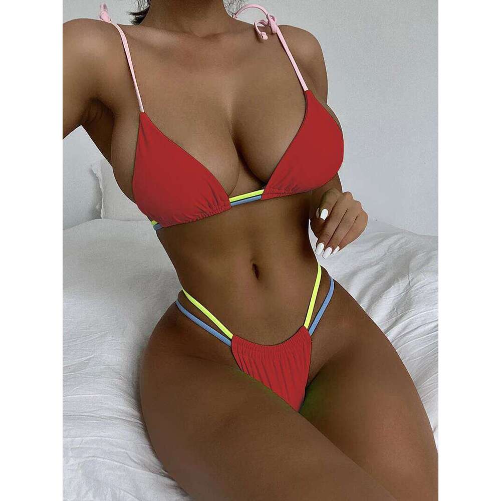 Solid Color Sexy Micro Mini Bikini Set Women's Swimsuit 2023 New Push Up Swimwear Triangle String Biquini Bathing Suit for Women Y260303