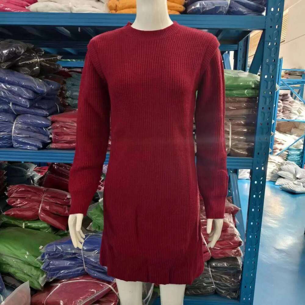 2026 Spring New Women's Knitted Dress O-neck Long-sleeved Fashion Slimming Slim Elegant Inner Sweater Mini Skirt for Female Z260314