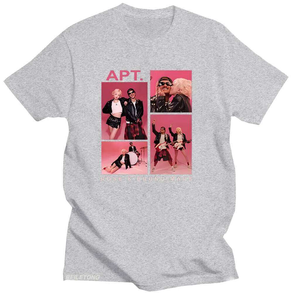 APT ROSE & Bruno Mars T-Shirt Unisex Couple Harajuku Aesthetic Tee-shirt Short Sleeve Round Neck Tshirt Camisetas Punk Clothing Z260314